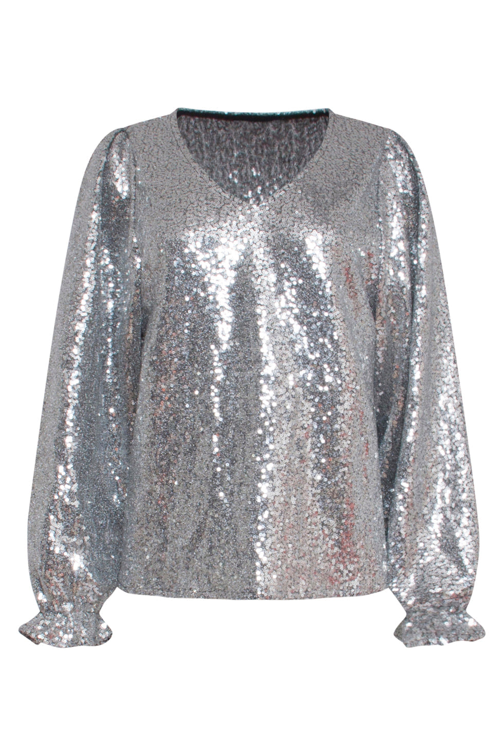 23738-020 en Glitter V-Hals Top Voor Dames | Silver