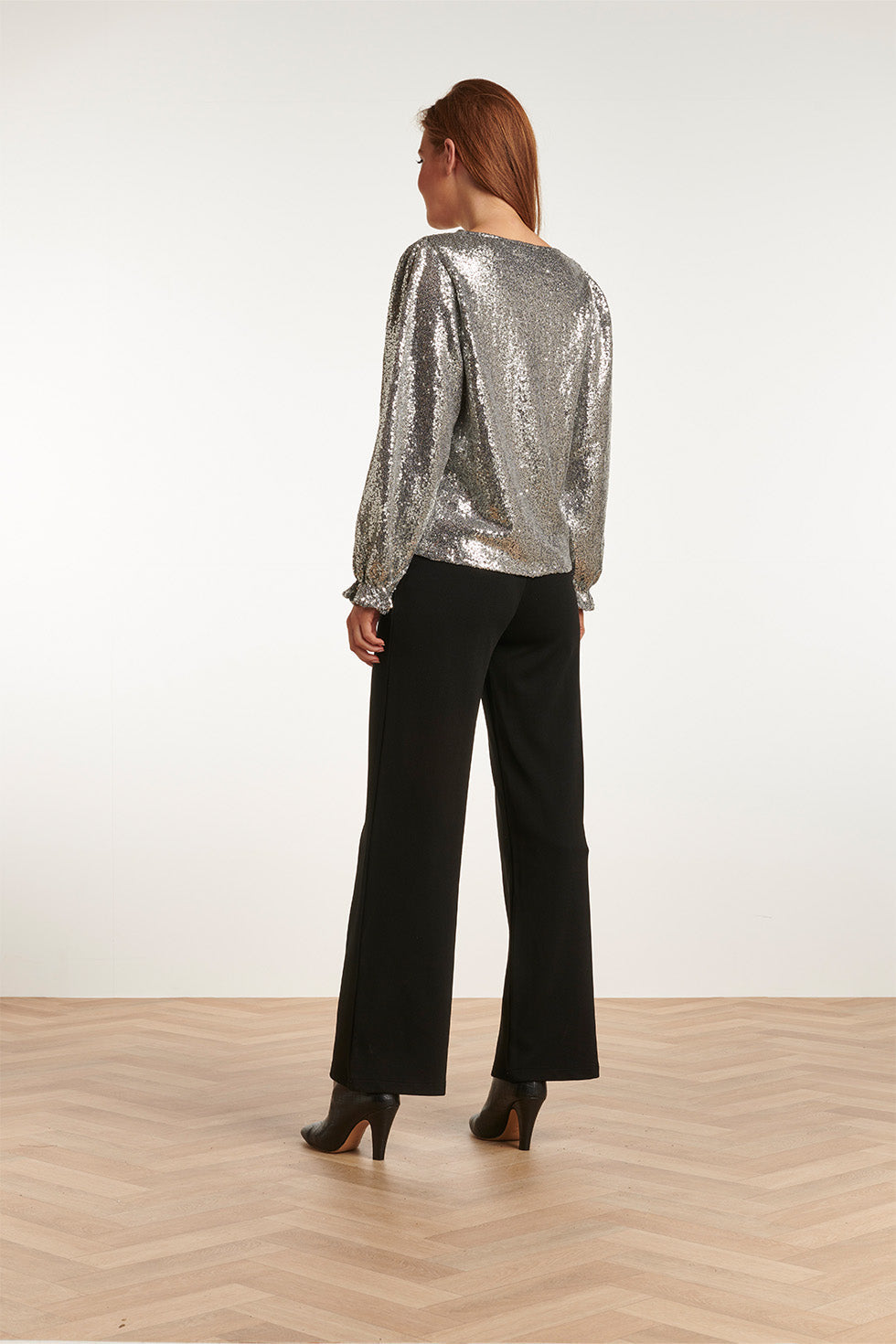 23738-020 En Glitter V-Hals Top Voor Dames | Silver