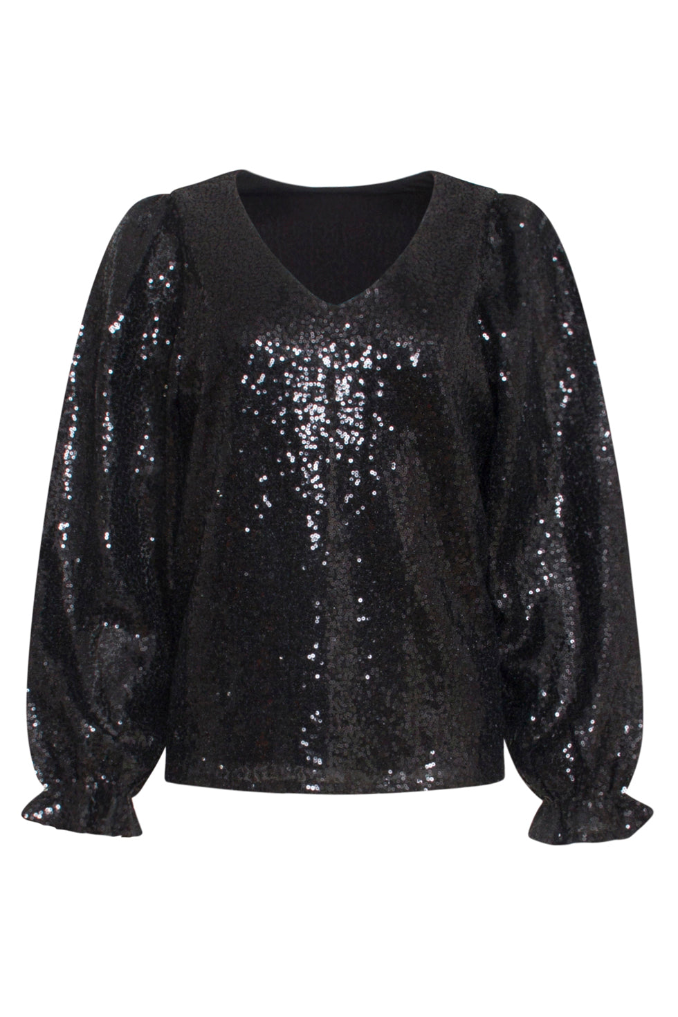23740-999 e Glitter V-Hals Top Voor Dames | Black