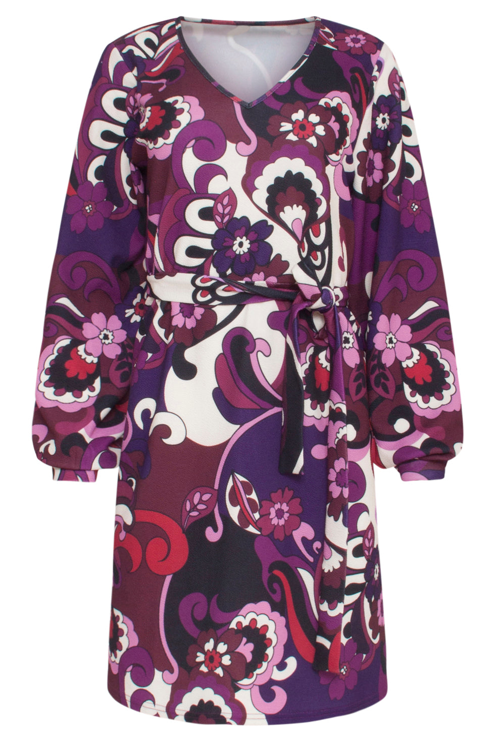 23741-380-998 Multi e Bloemenprint V-Hals Jurk Voor Dames | Purple - Muticolour