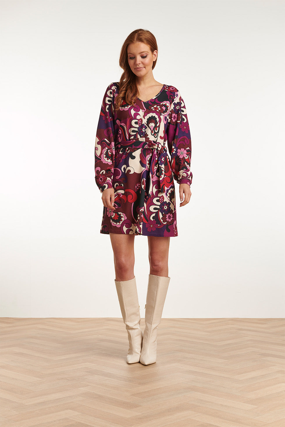 23741-380-998 Multi e Bloemenprint V-Hals Jurk Voor Dames | Purple - Muticolour