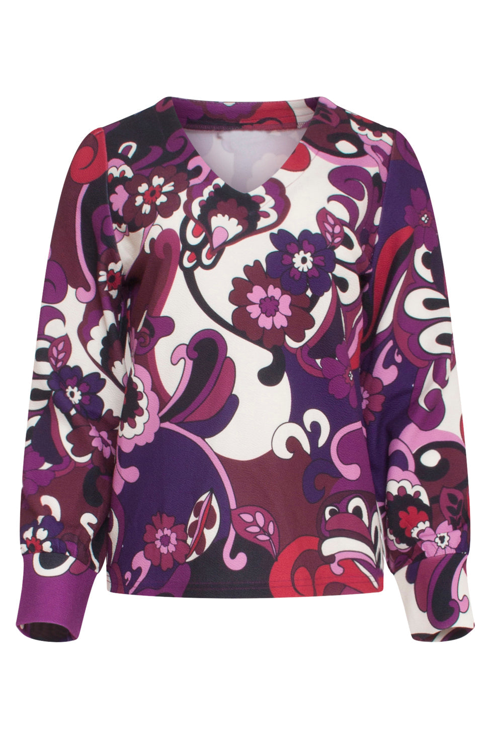 23742-380-998 Multi e Bloemenprint V-Hals Top Voor Dames | Purple - Muticolour