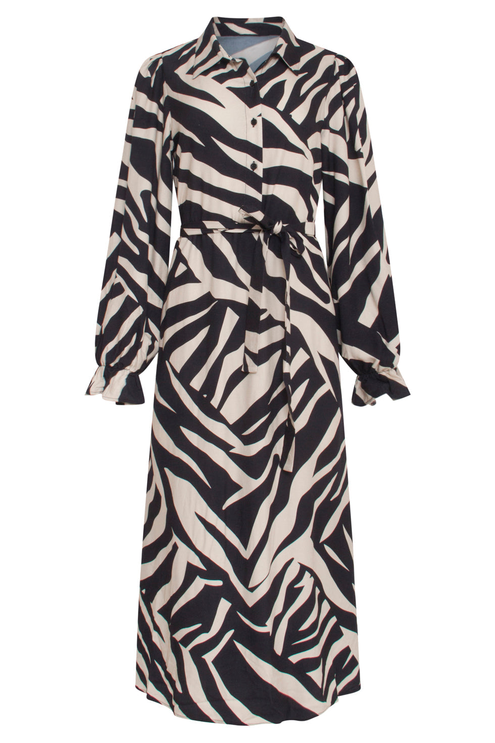 23743-010-999 Zebra Print V-Hals Jurk Voor Dames | Off White - Black