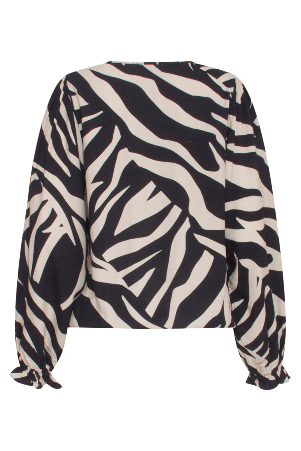 23744-010-999 Zebra Print V-Hals Top Voor Dames | Off White - Black