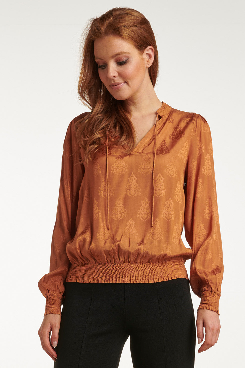 23761-240 Mosterd V-Hals Top Voor Dames | Mustard