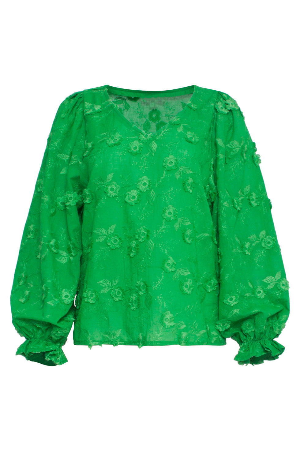 23800 Dames Top Met 3D Bloem Boduur | Green