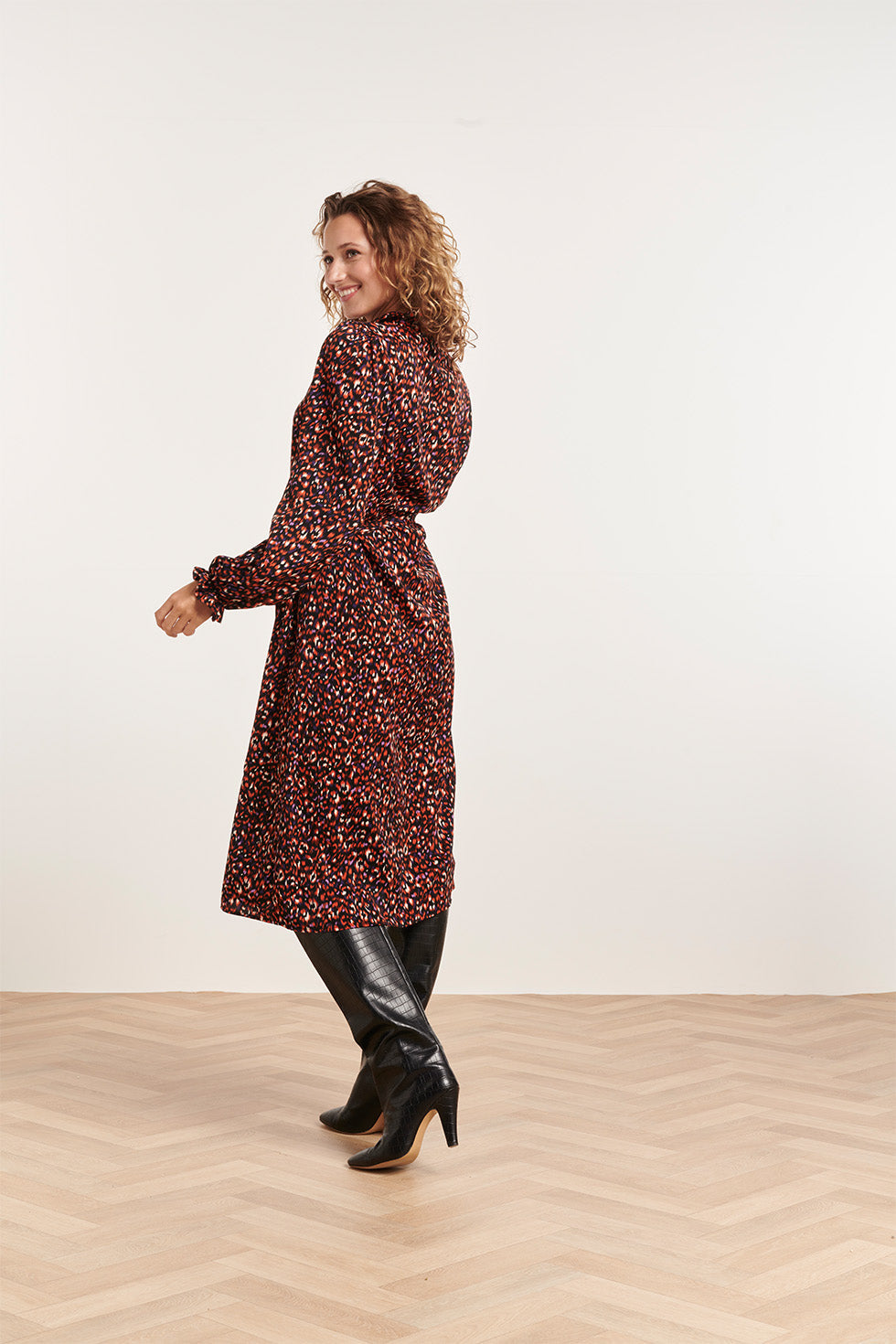 23810 Multi Dierenprint V-Hals Jurk | Muticolour