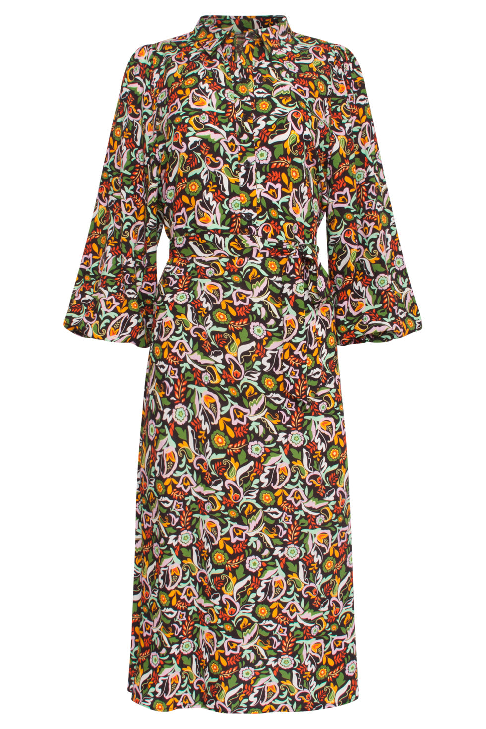 23815 Multi Bloemenprint V-Hals Jurk | Muticolour