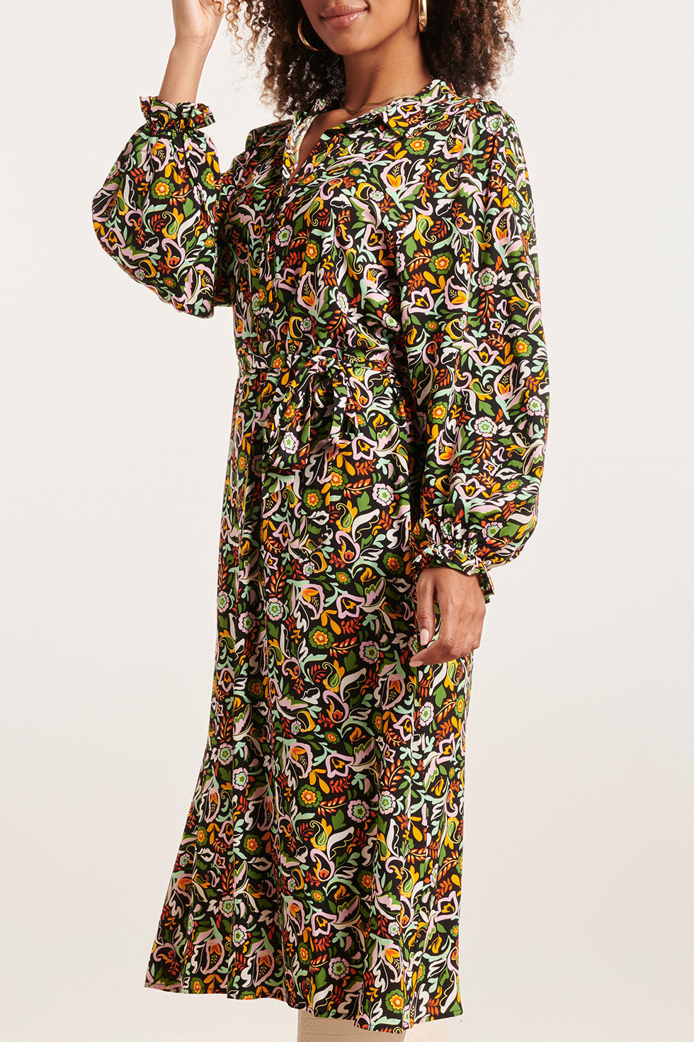 23815 Multi Bloemenprint V-Hals Jurk | Muticolour