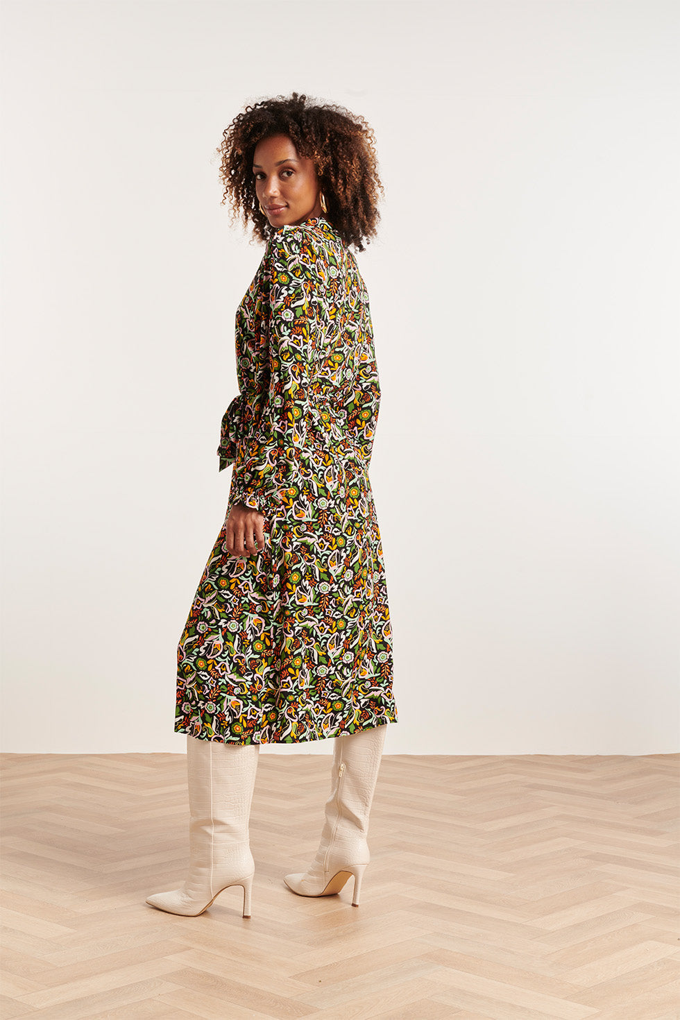 23815 Multi Bloemenprint V-Hals Jurk | Muticolour