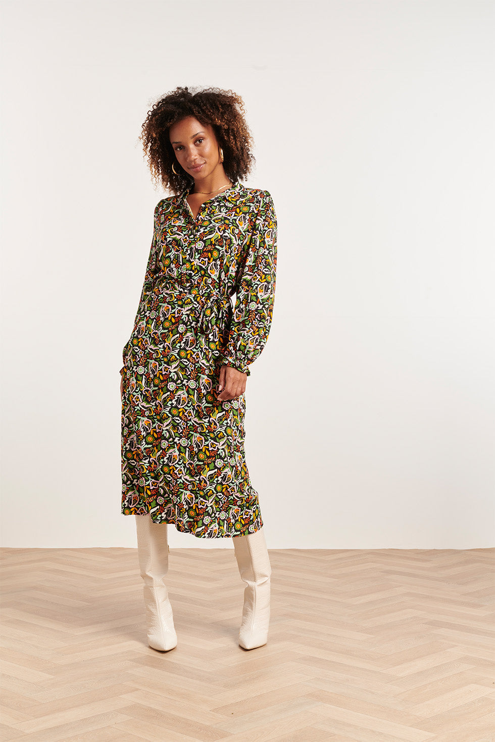 23815 Multi Bloemenprint V-Hals Jurk | Muticolour