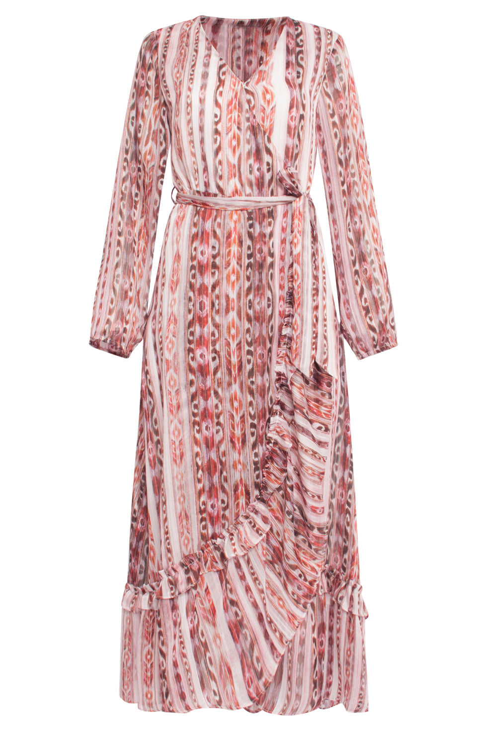 23824 Multi Tribaal Print V-Hals Jurk | Muticolour