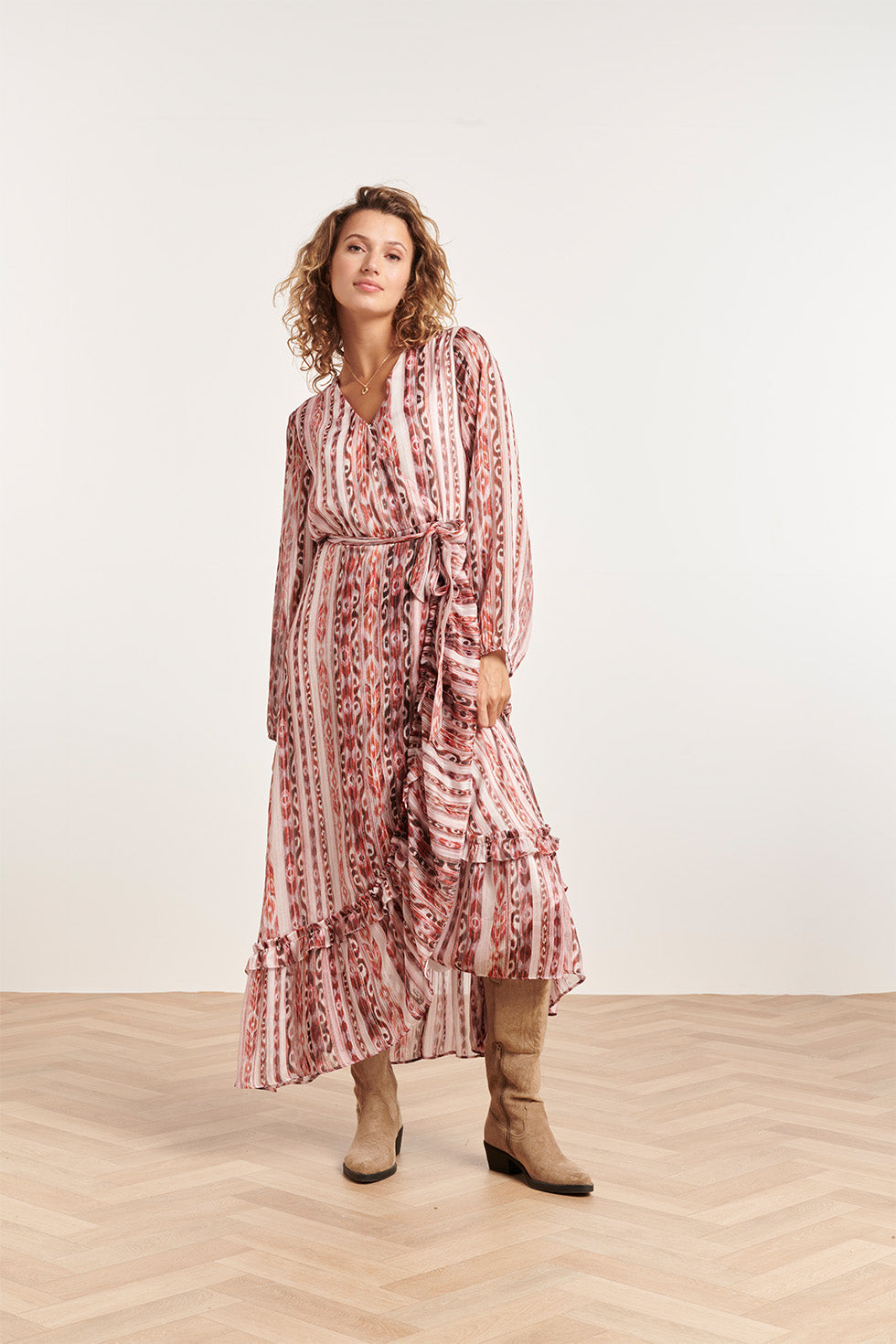 23824 Multi Tribaal Print V-Hals Jurk | Muticolour