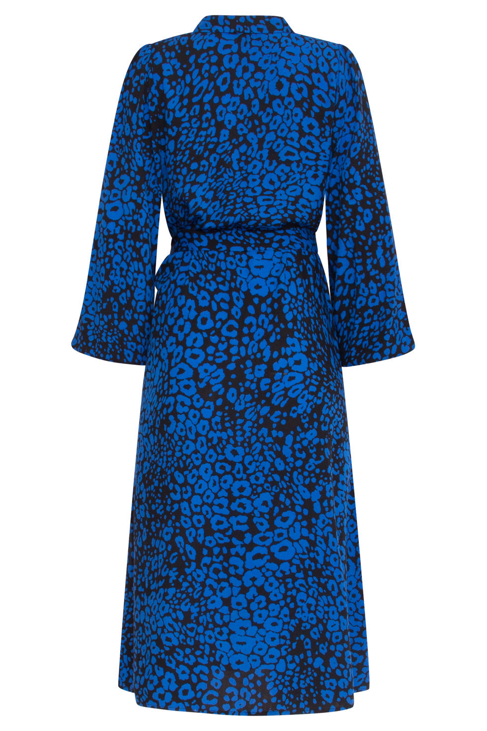 23825 V-Hals Jurk Met Wijd Uitlopende Mouwen | Black-Cobalt