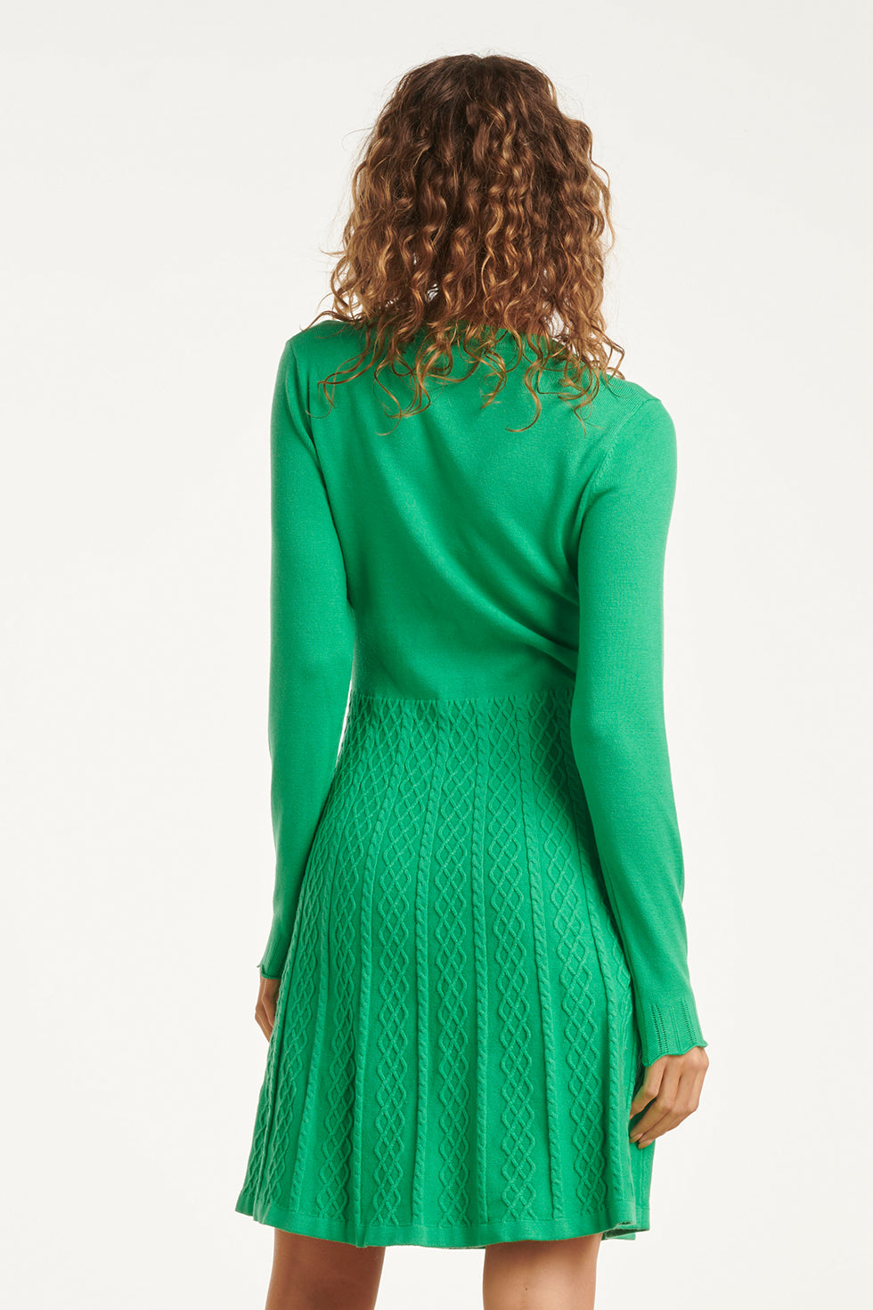 23828 Ronde Hals Jurk Met Wijd Uitlopende Rok | Soft Green