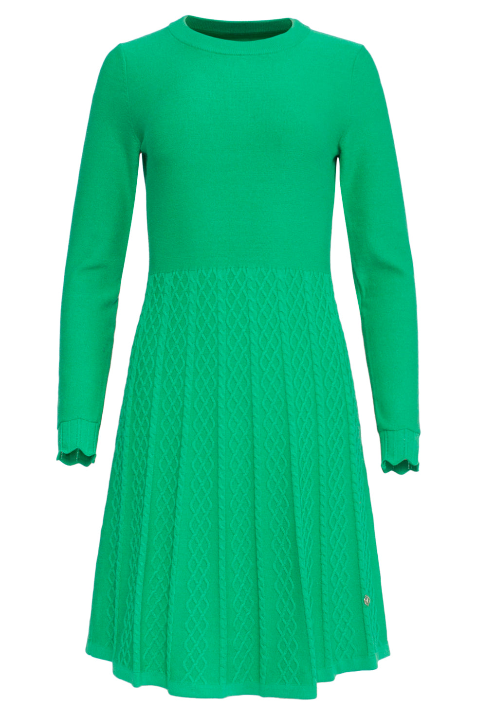 23828 Ronde Hals Jurk Met Wijd Uitlopende Rok | Soft Green