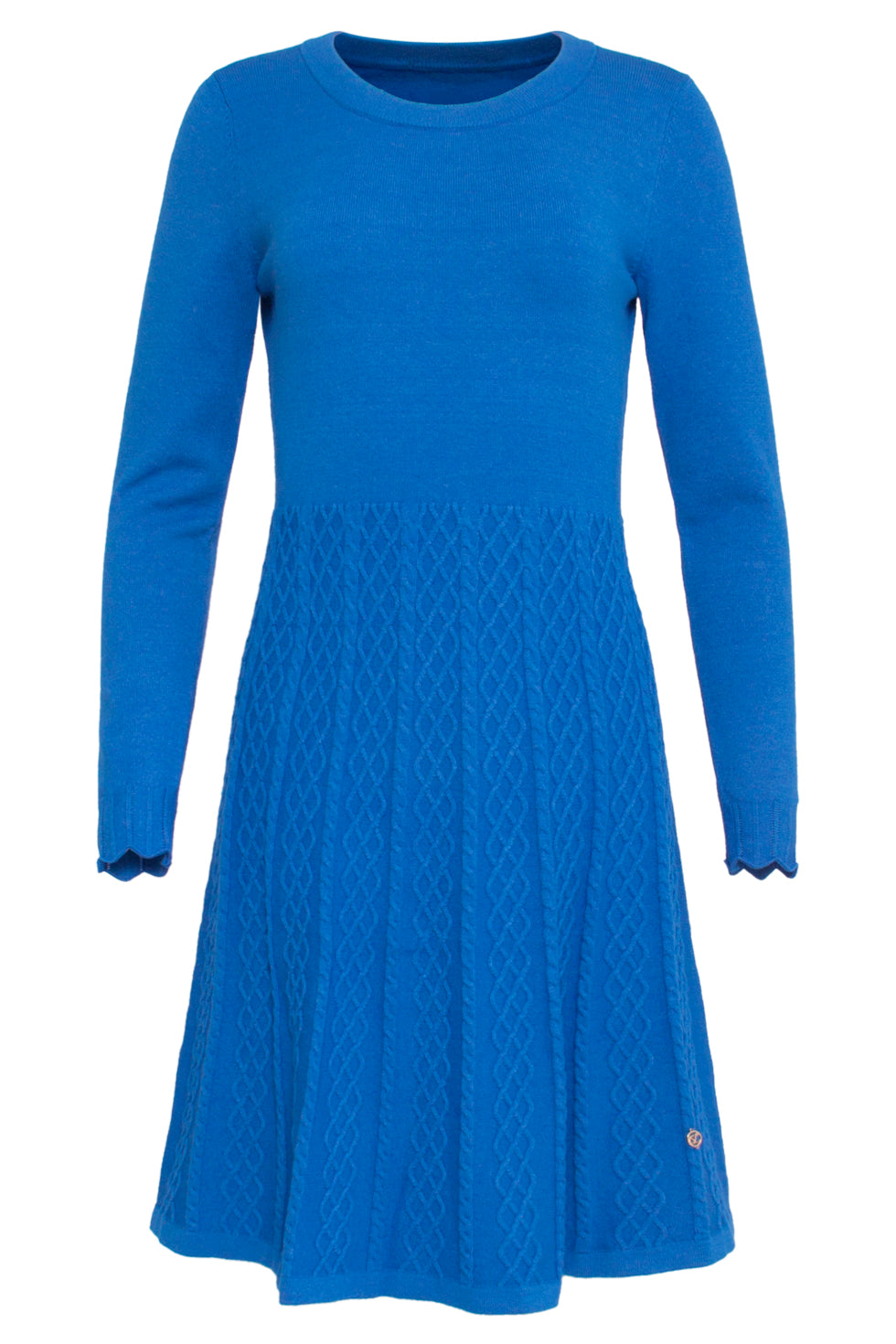 23829 Kobalt Ronde Hals Jurk Met Uitlopende Rok | Sky Blue