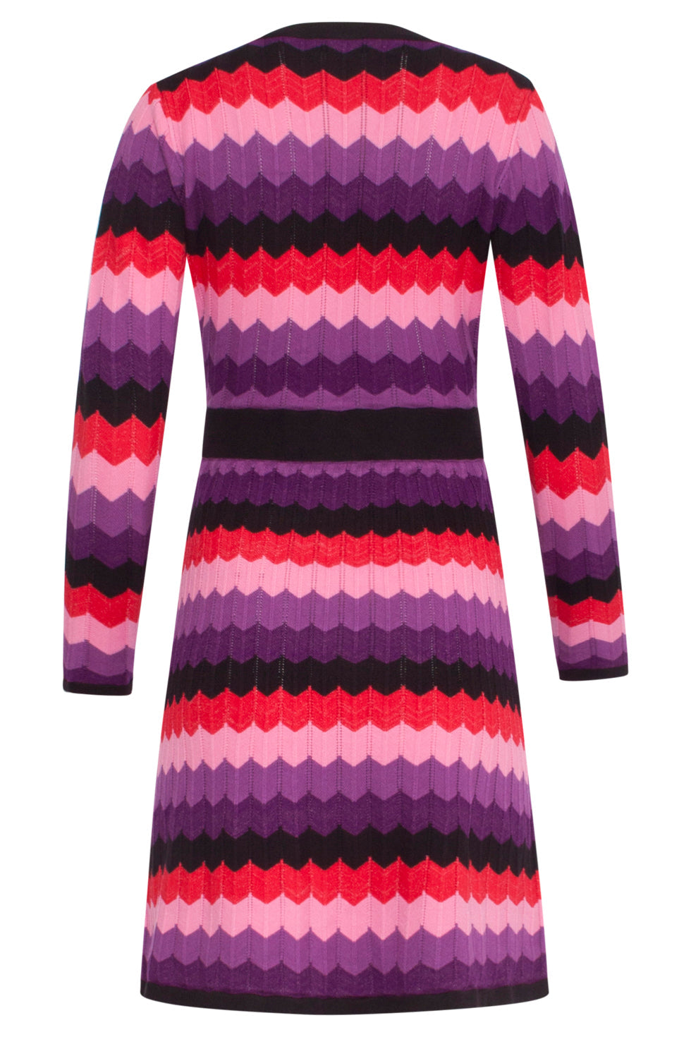 23831 Paarse Multi Zigzag Print V-Hals Jurk | Muticolour