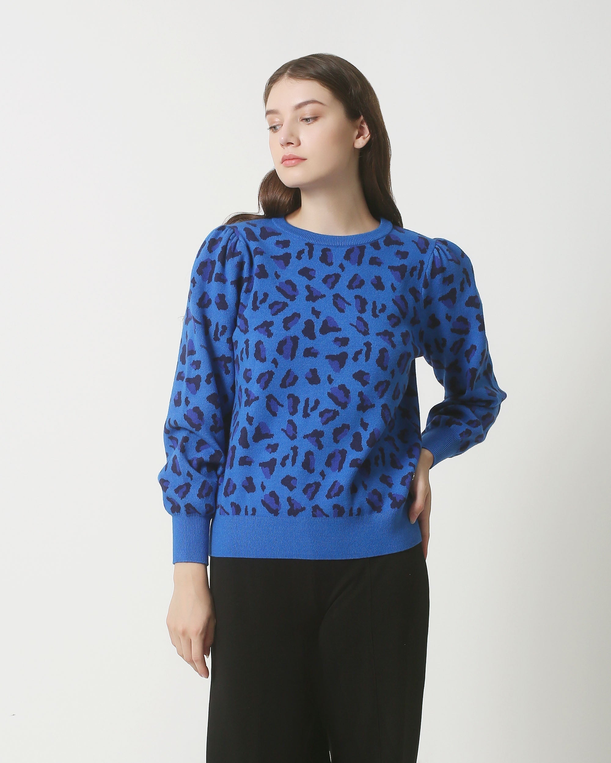 23834 Dierenprint TopKobalt Met Ronde Hals | Cobalt