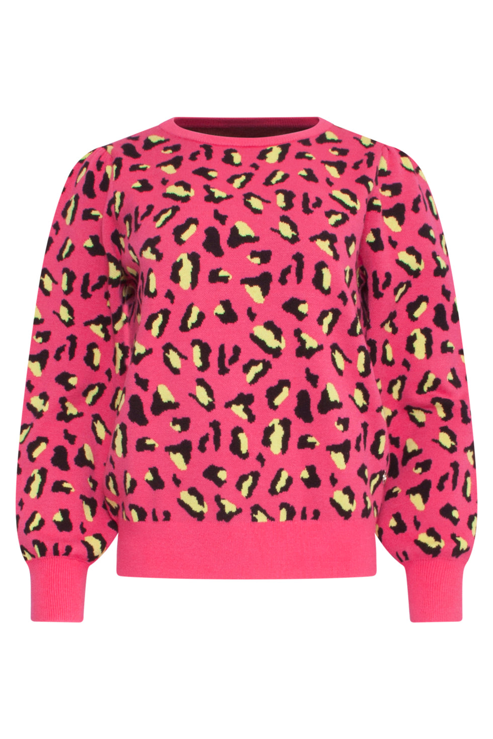 23835 Dierenprint Top Met Ronde Hals | Fuchsia - Black
