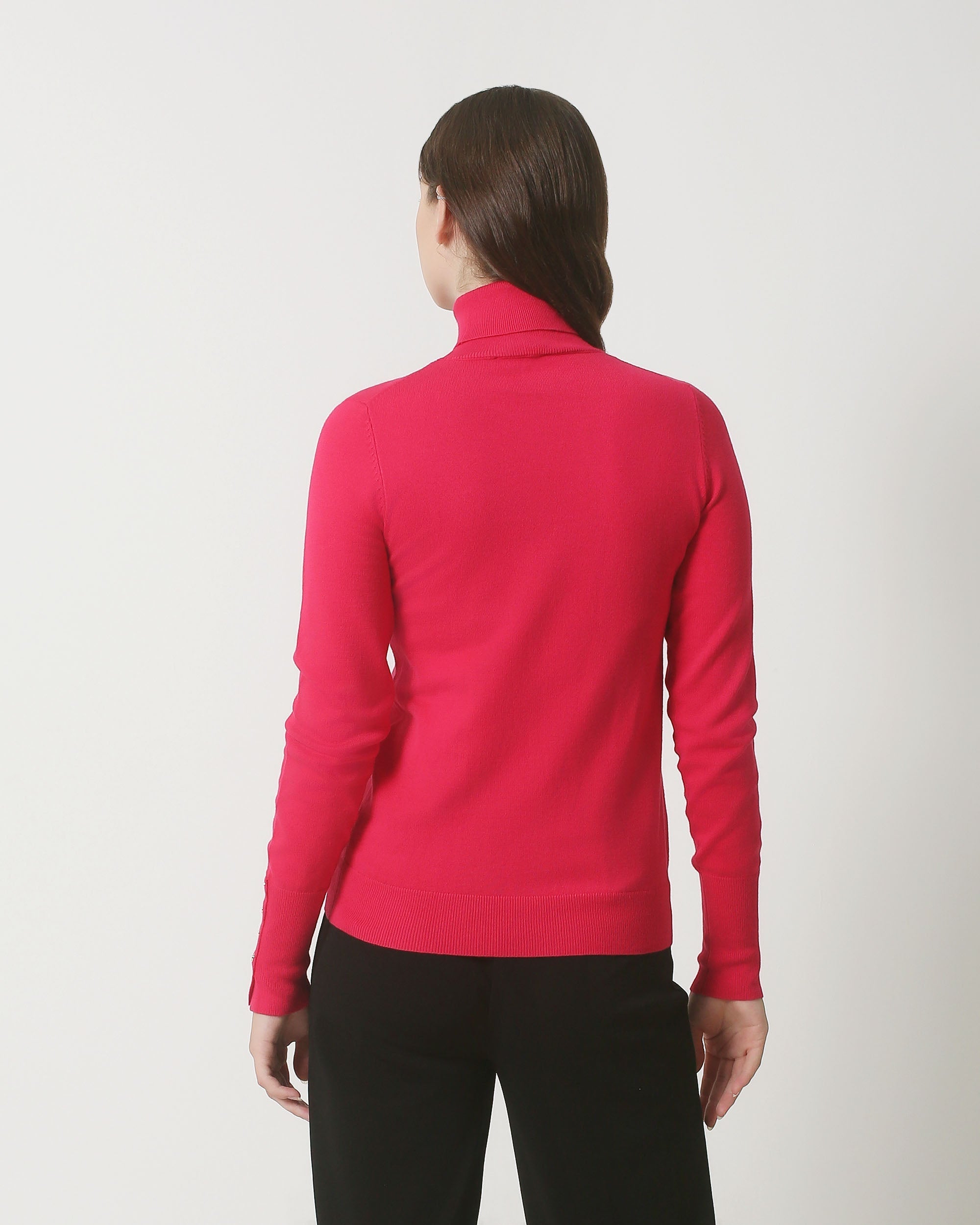 23836 Turtle Neck Top | Fuchsia