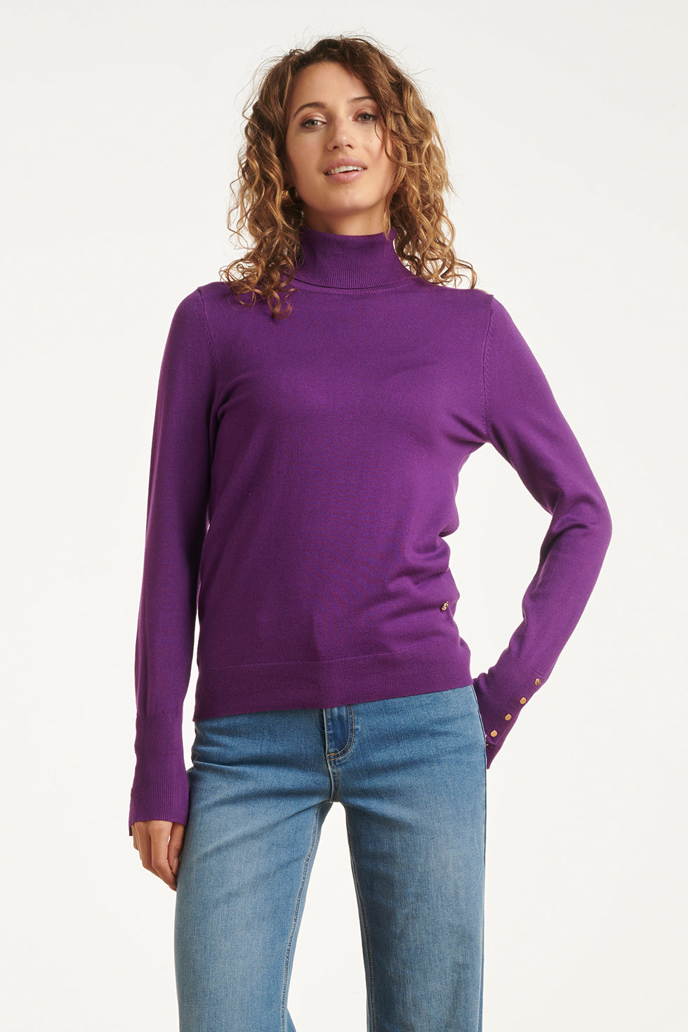 23837 Paarse Turtle Neck Top | Purple