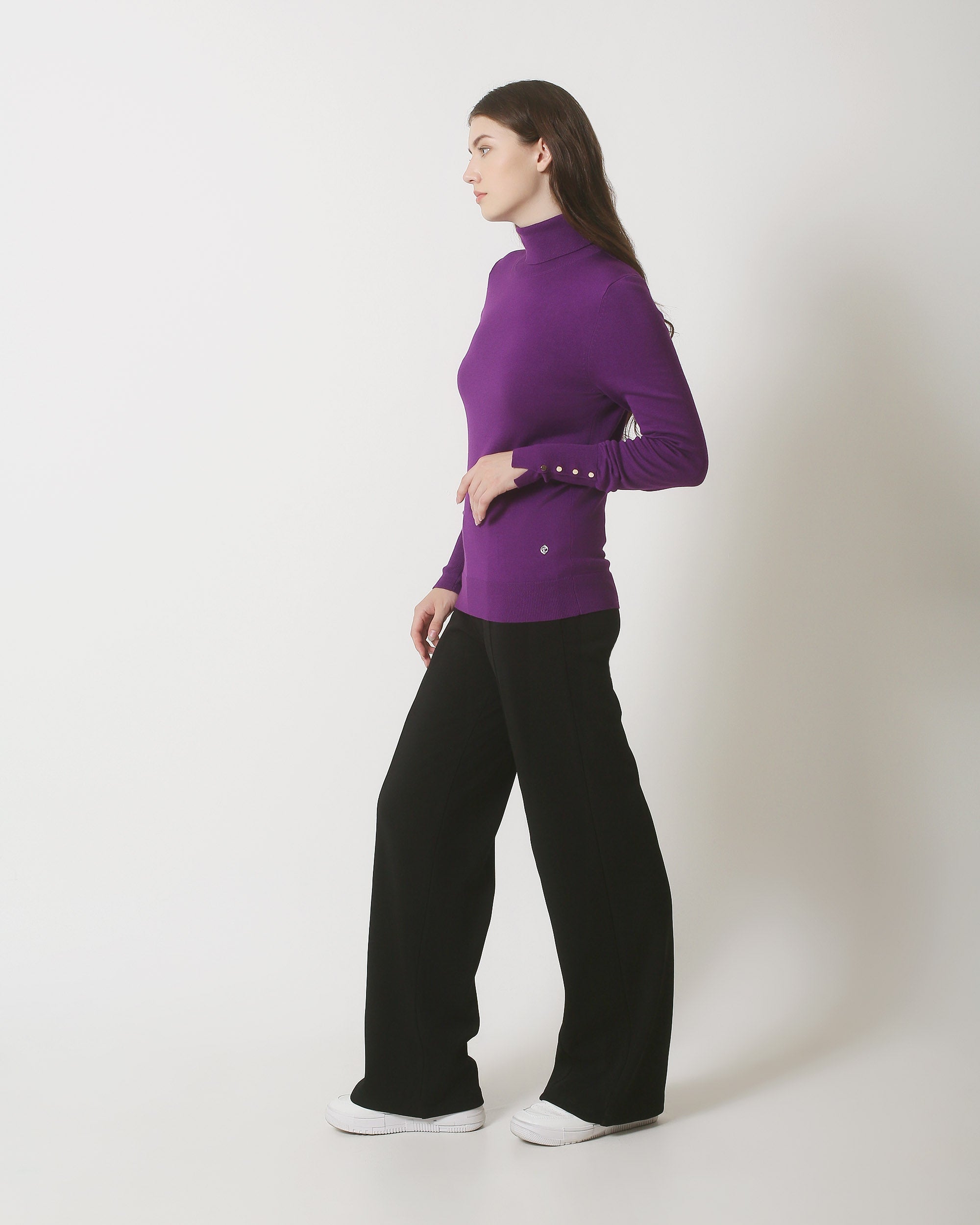 23837 Paarse Turtle Neck Top | Purple