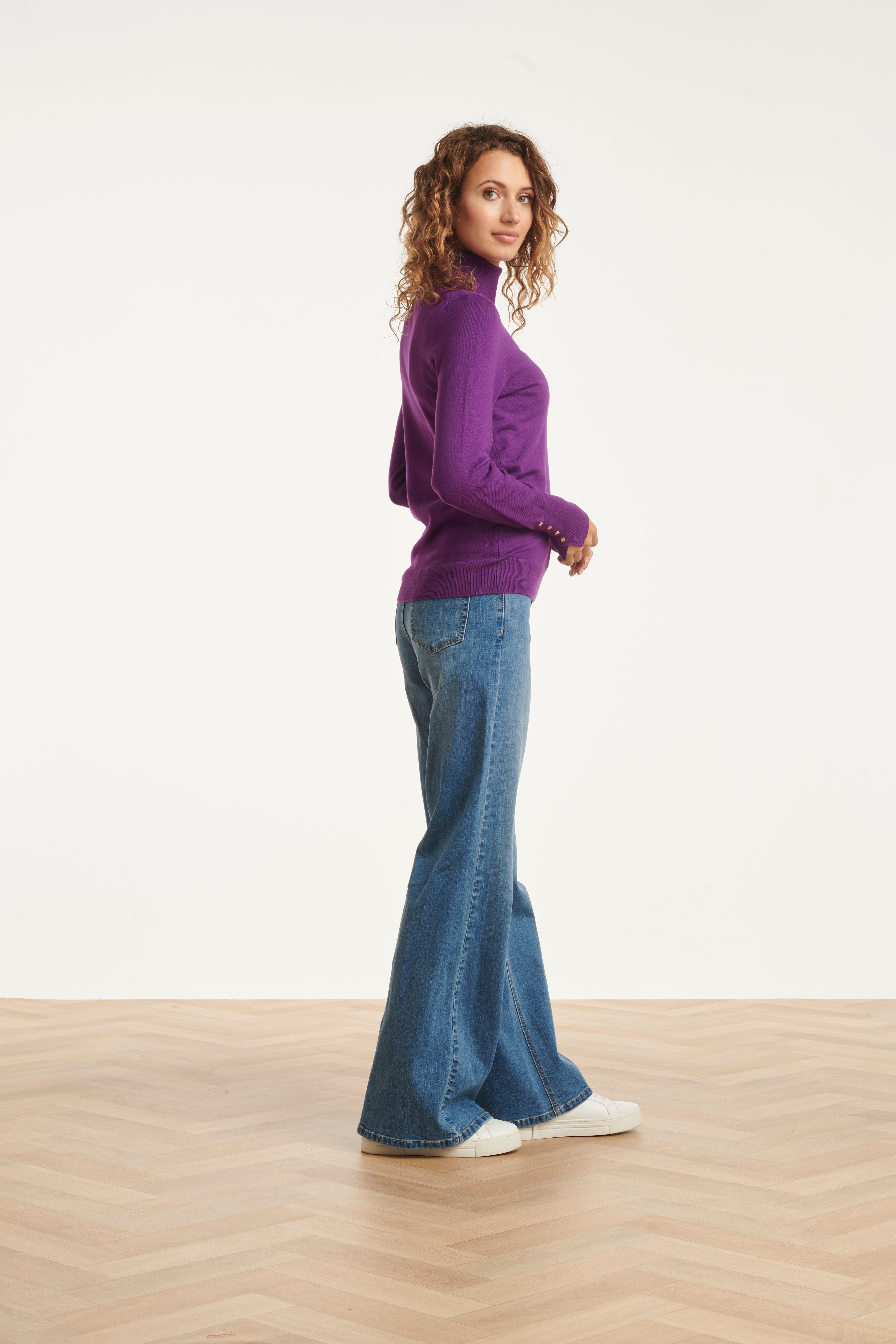 23837 Paarse Turtle Neck Top | Purple