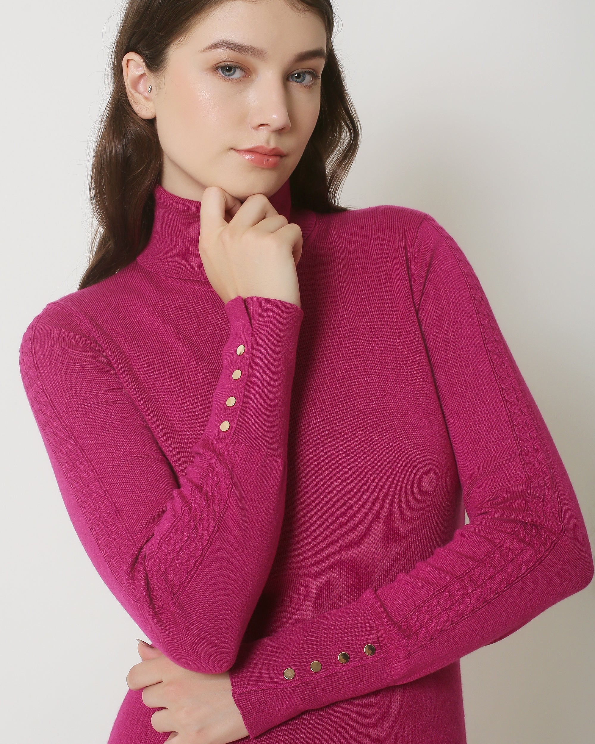 23840 Paarse Turtle Neck Jurk | Purple