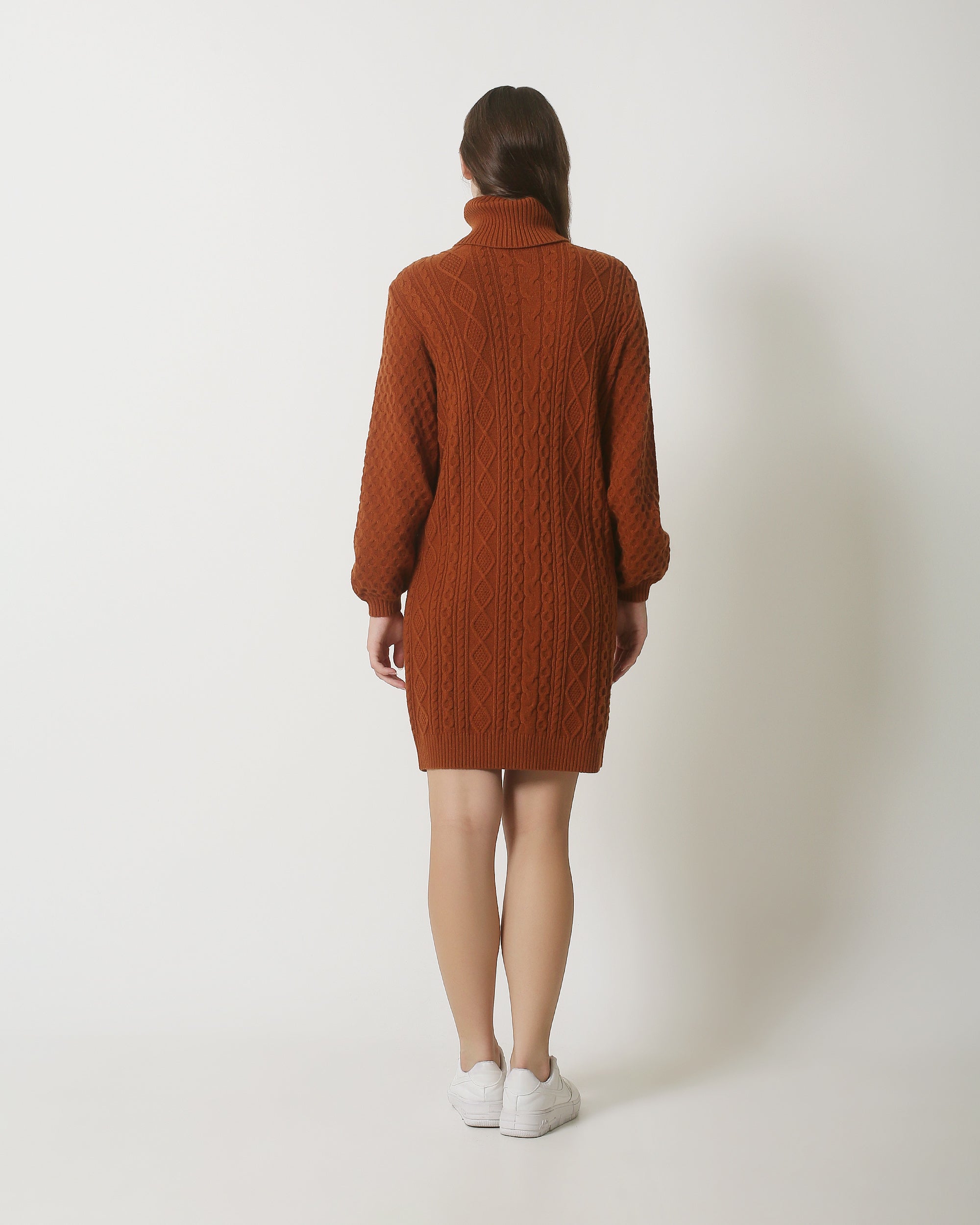 23843 E Turtle Neck Jurk | Brown