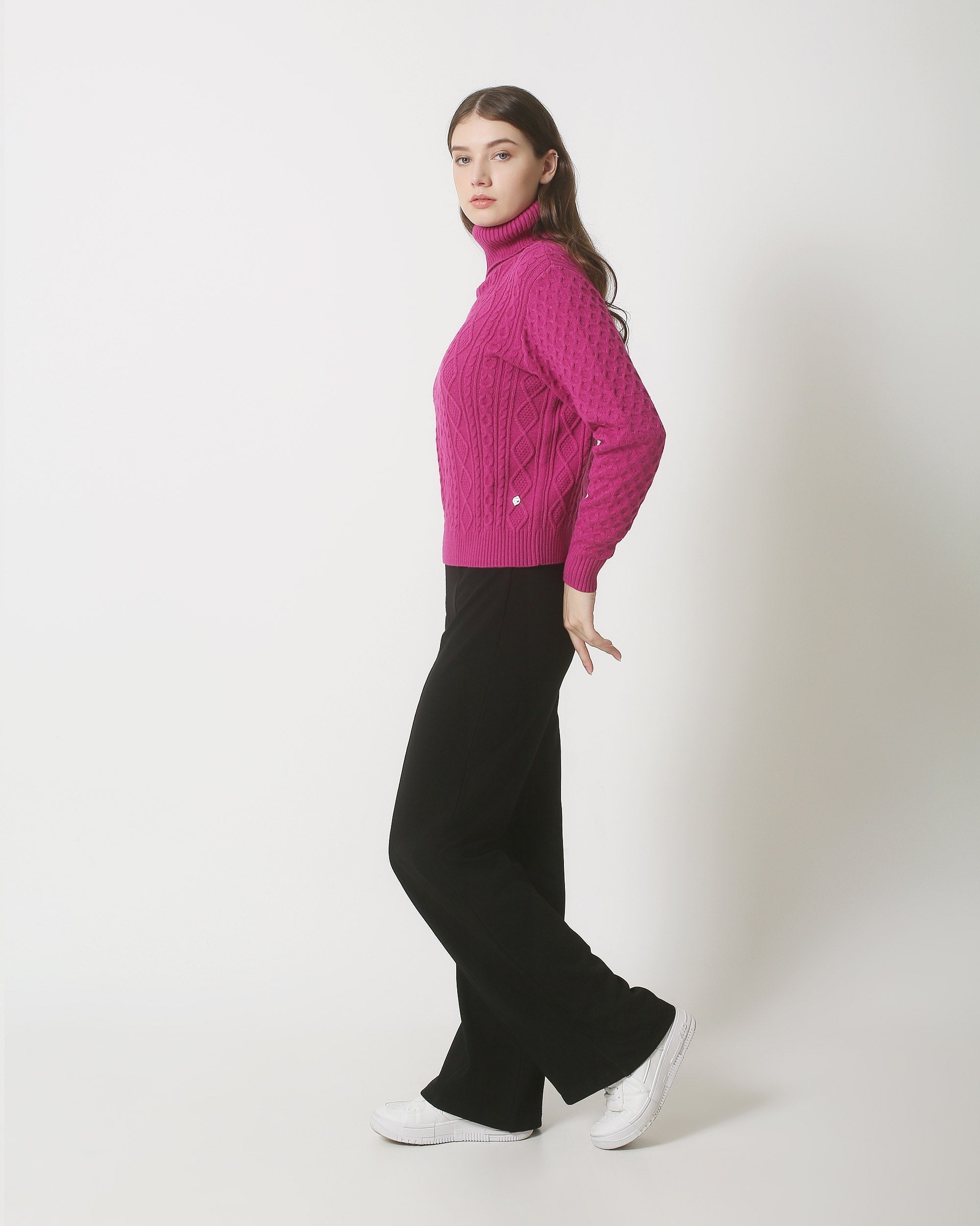 23845 Paarse Turtle Neck Top | Purple