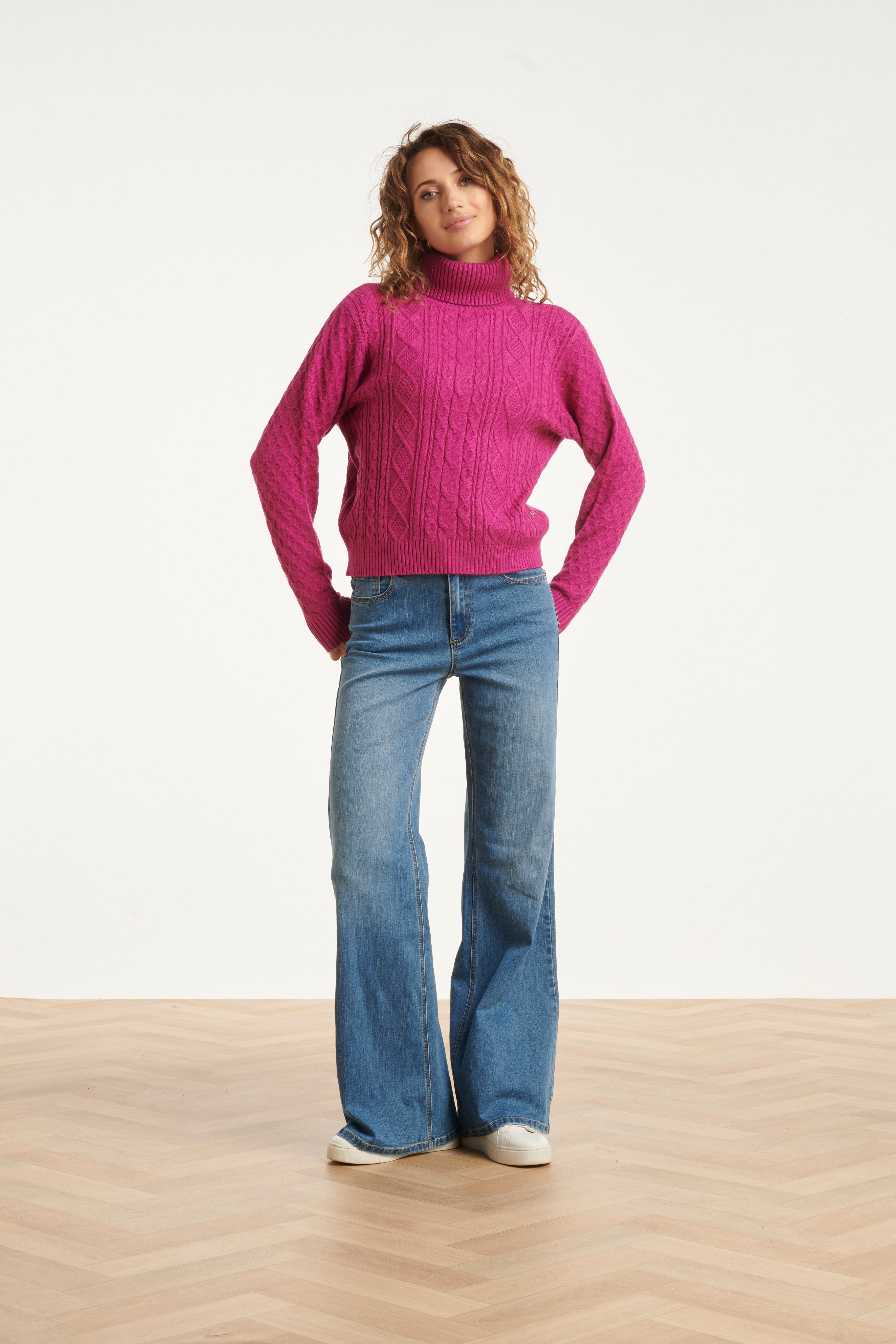 23845 Paarse Turtle Neck Top | Purple