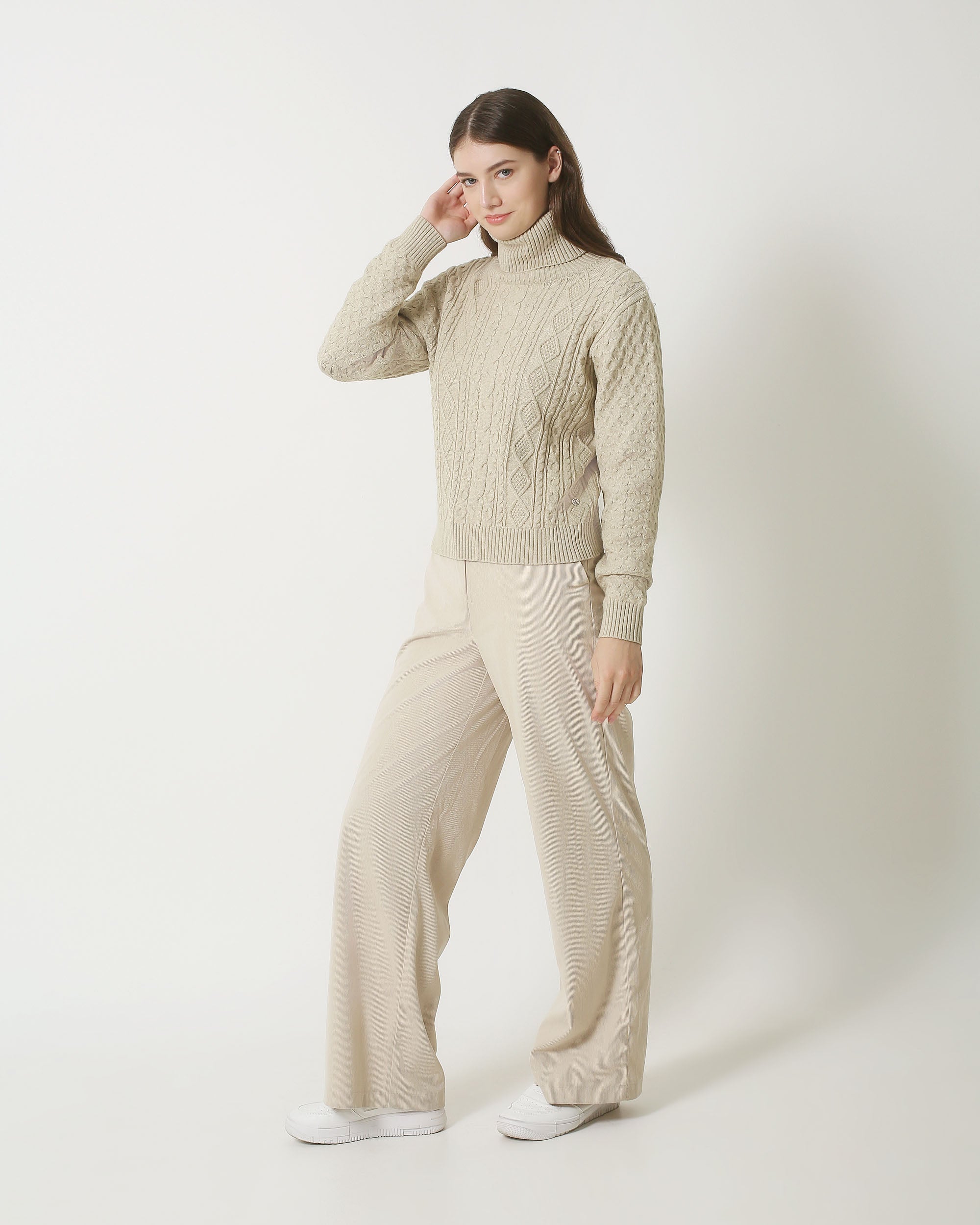 23847 E Turtle Neck Top | Sand