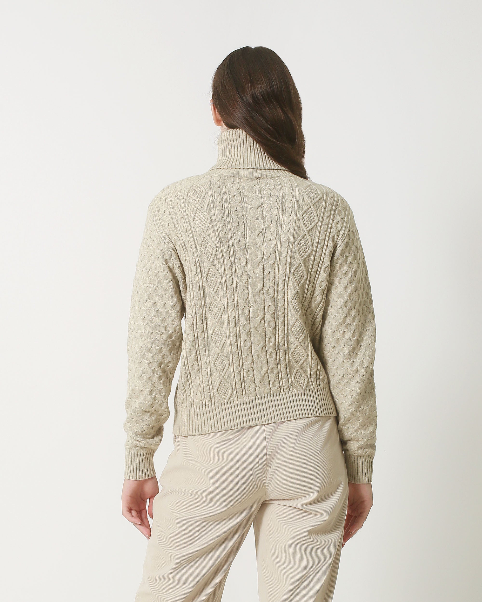 23847 E Turtle Neck Top | Sand