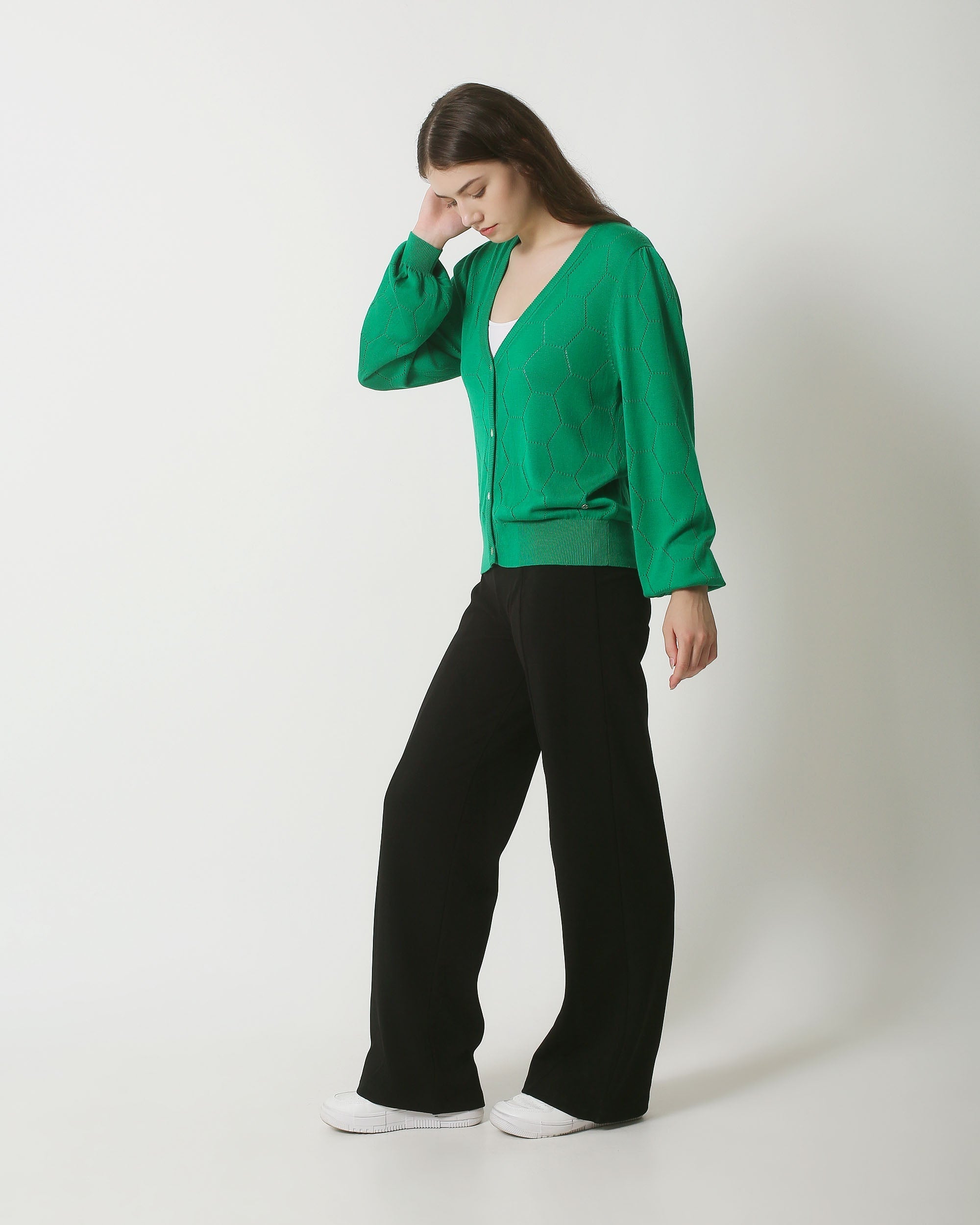 23851 Loose Fit Cardigan | Green