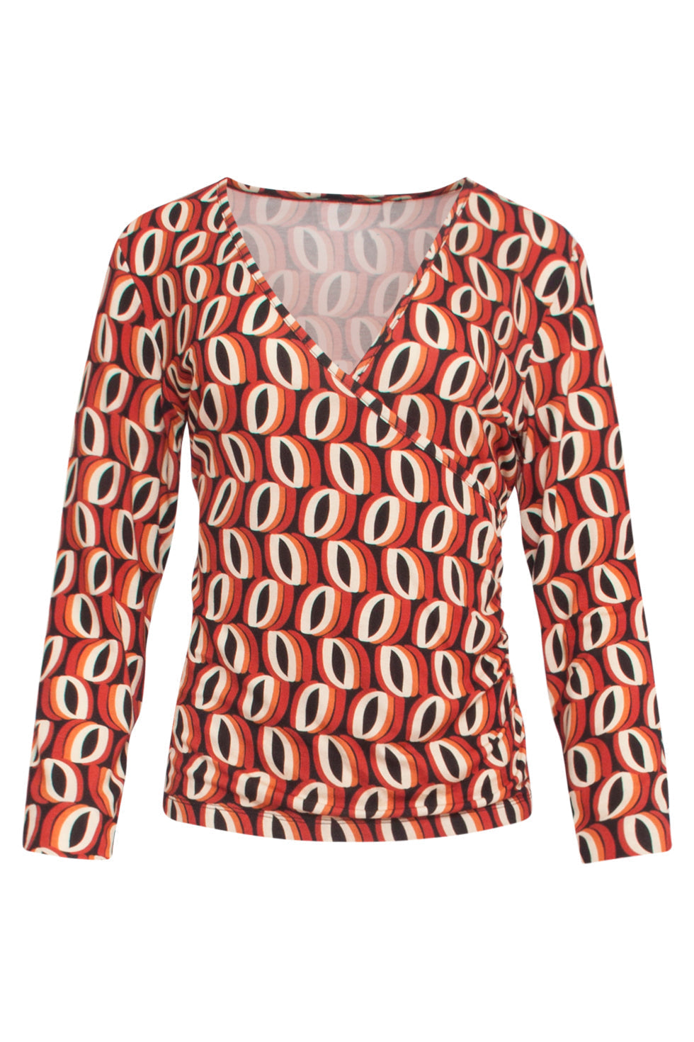 23860 Dames Top Met V-Halstribaalpatroon - | Muticolour