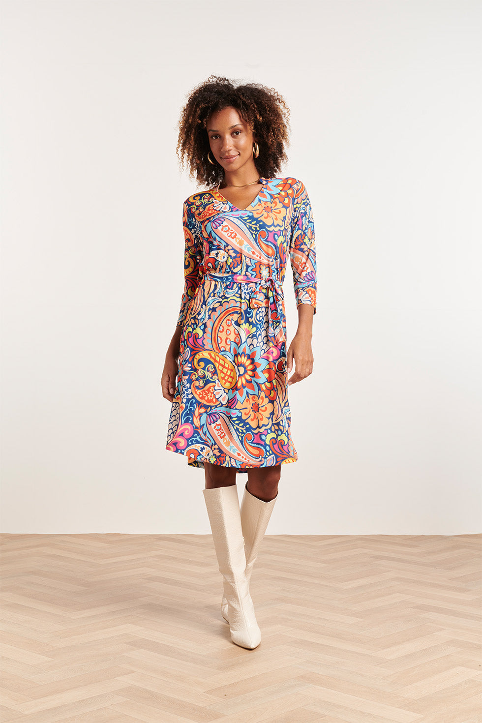 23865 Damesjurk Met V-Halsbloemenprint | Muticolour