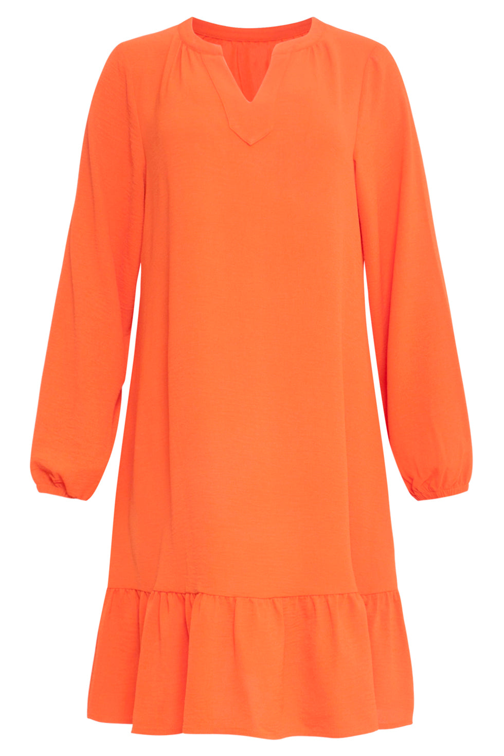 23878 Winter Jurk Met Lange Pof Mouwen | Orange