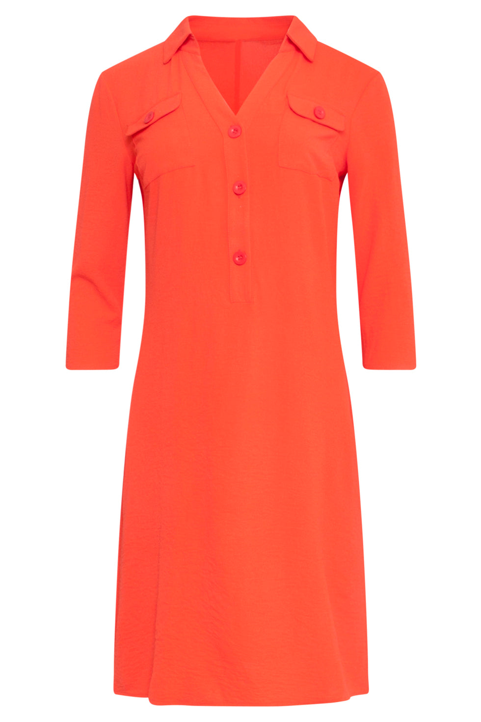 23880 Winterjurk Met Driekwart Mouwen, Polo Kraag | Red