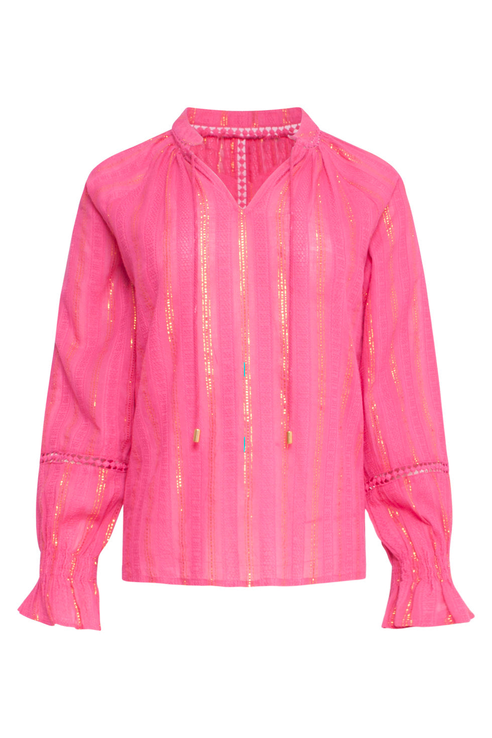 23887 Herfst Winter Fel Lurex Top Met Verticale Streepjes | Pink