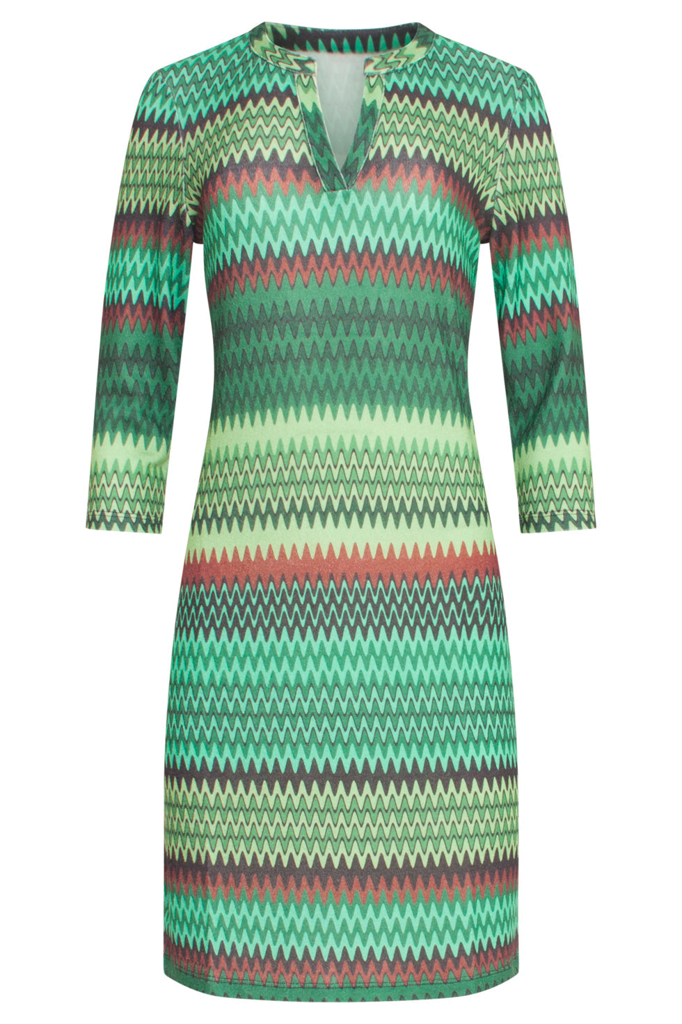 23896-530-998 Zigzag Jurk | Green - Muticolour
