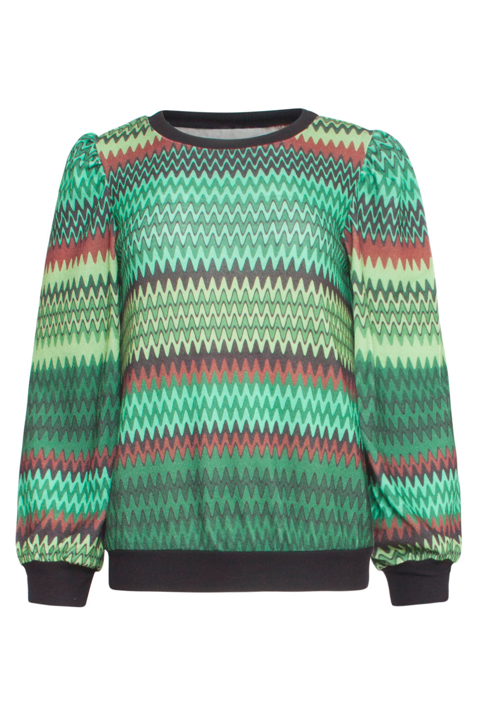 23897 Zigzag Top | Green - Muticolour