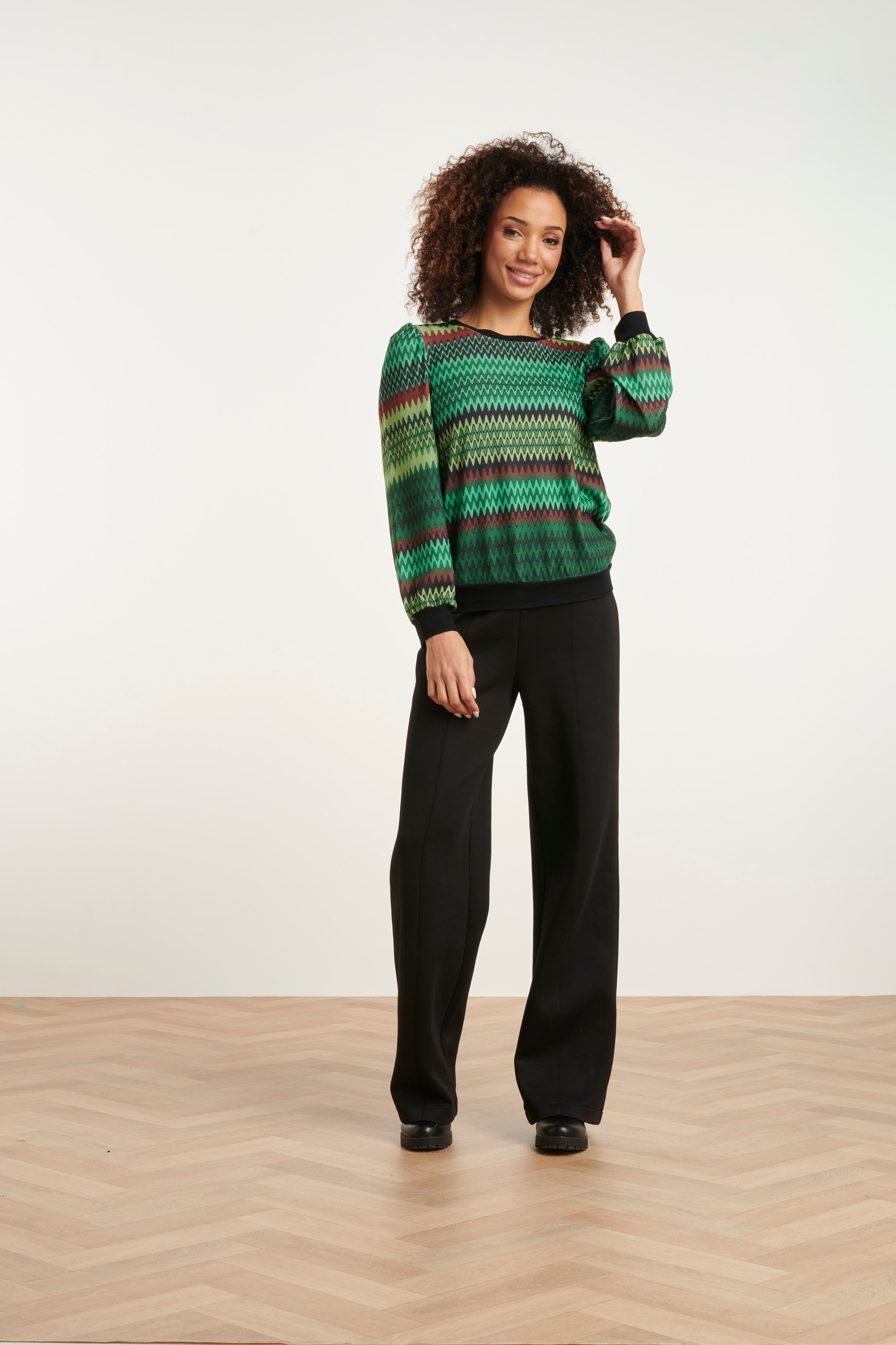 23897 Zigzag Top | Green - Muticolour