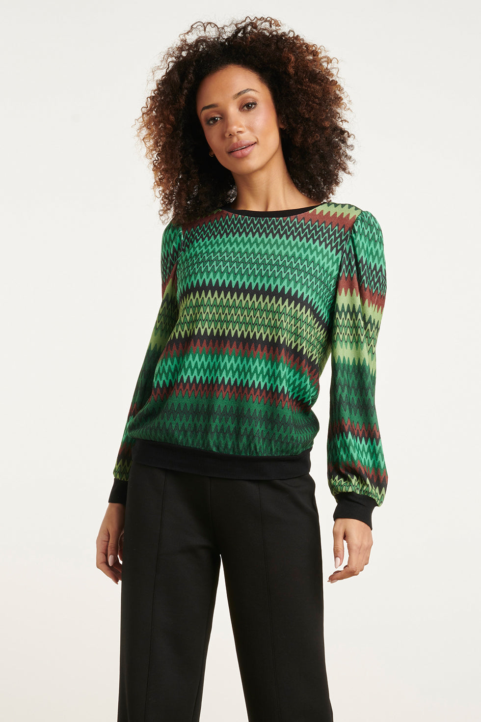 23897 Zigzag Top | Green - Muticolour