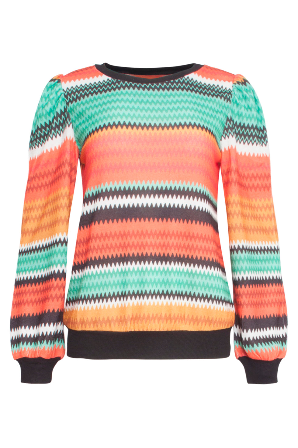 23897 Zigzag Top | Orange - Muticolour