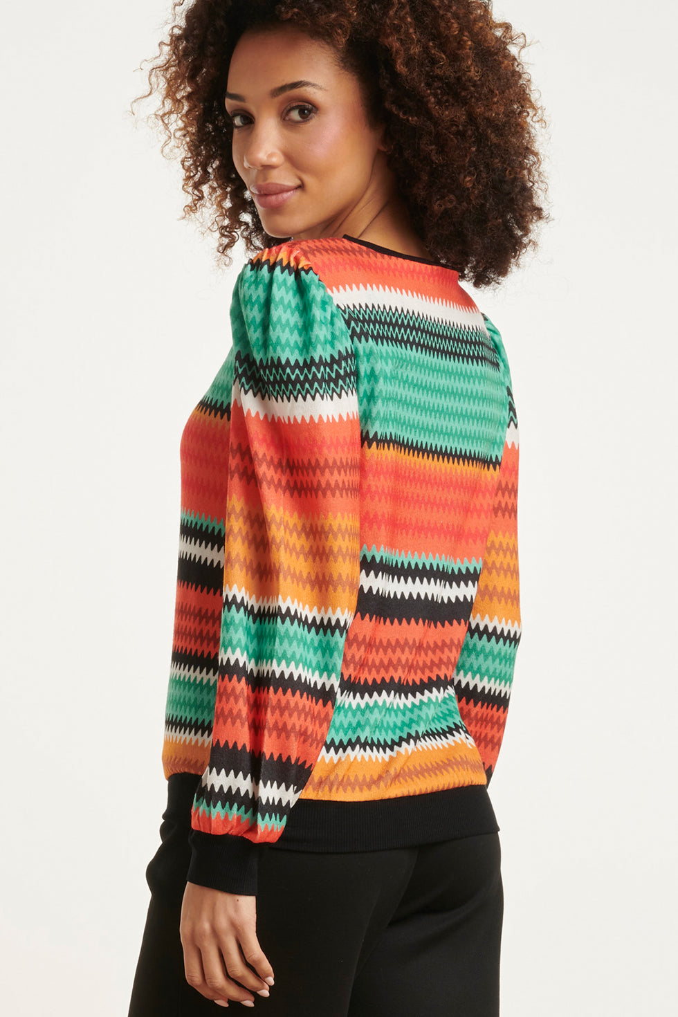 23897 Zigzag Top | Orange - Muticolour