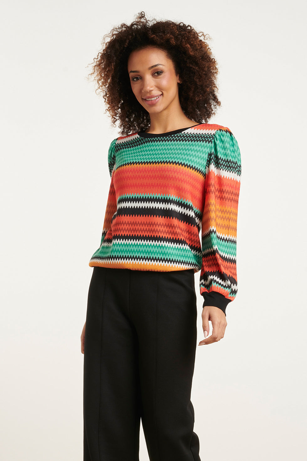 23897 Zigzag Top | Orange - Muticolour