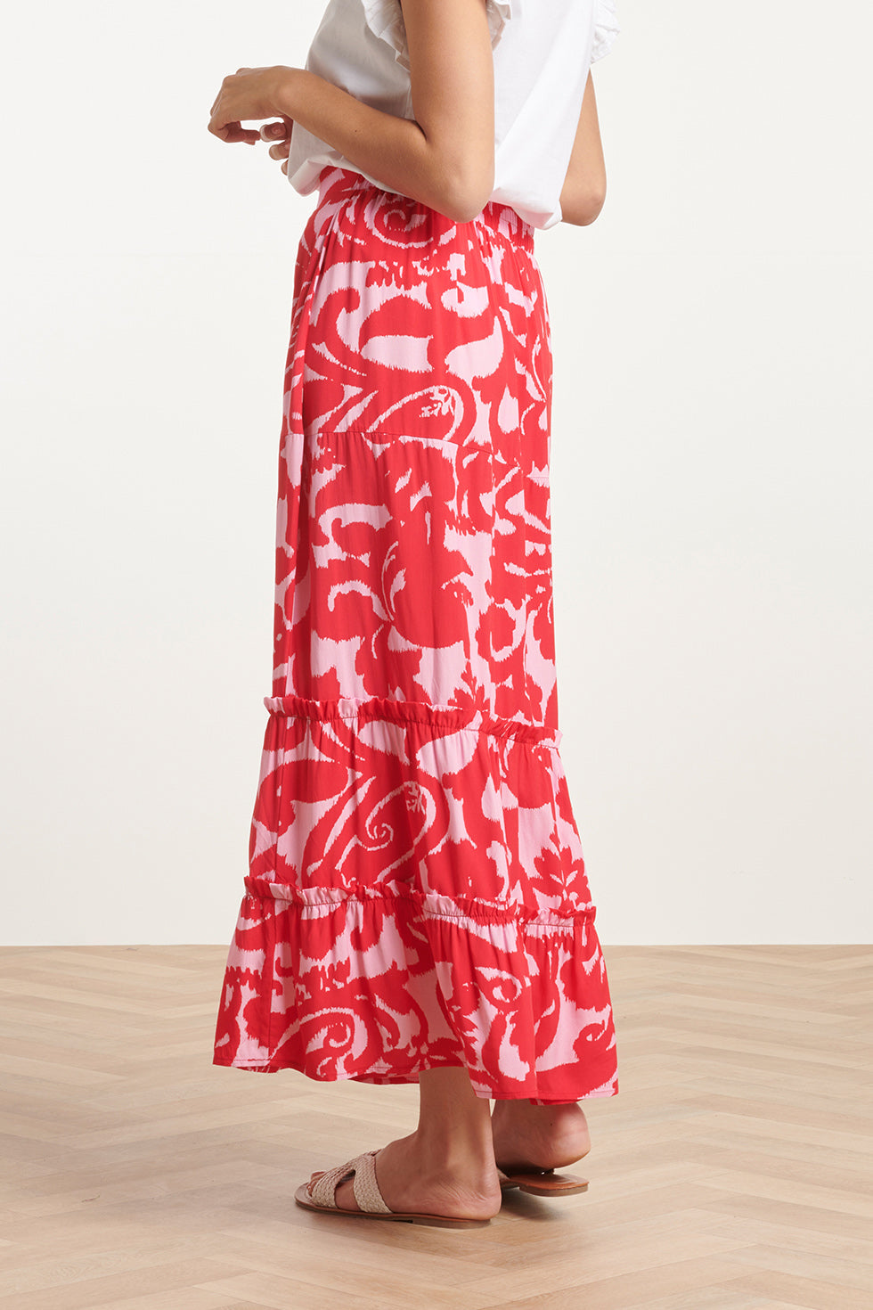 24006 Bloemen Barok Maxi Rok | Pink-Red