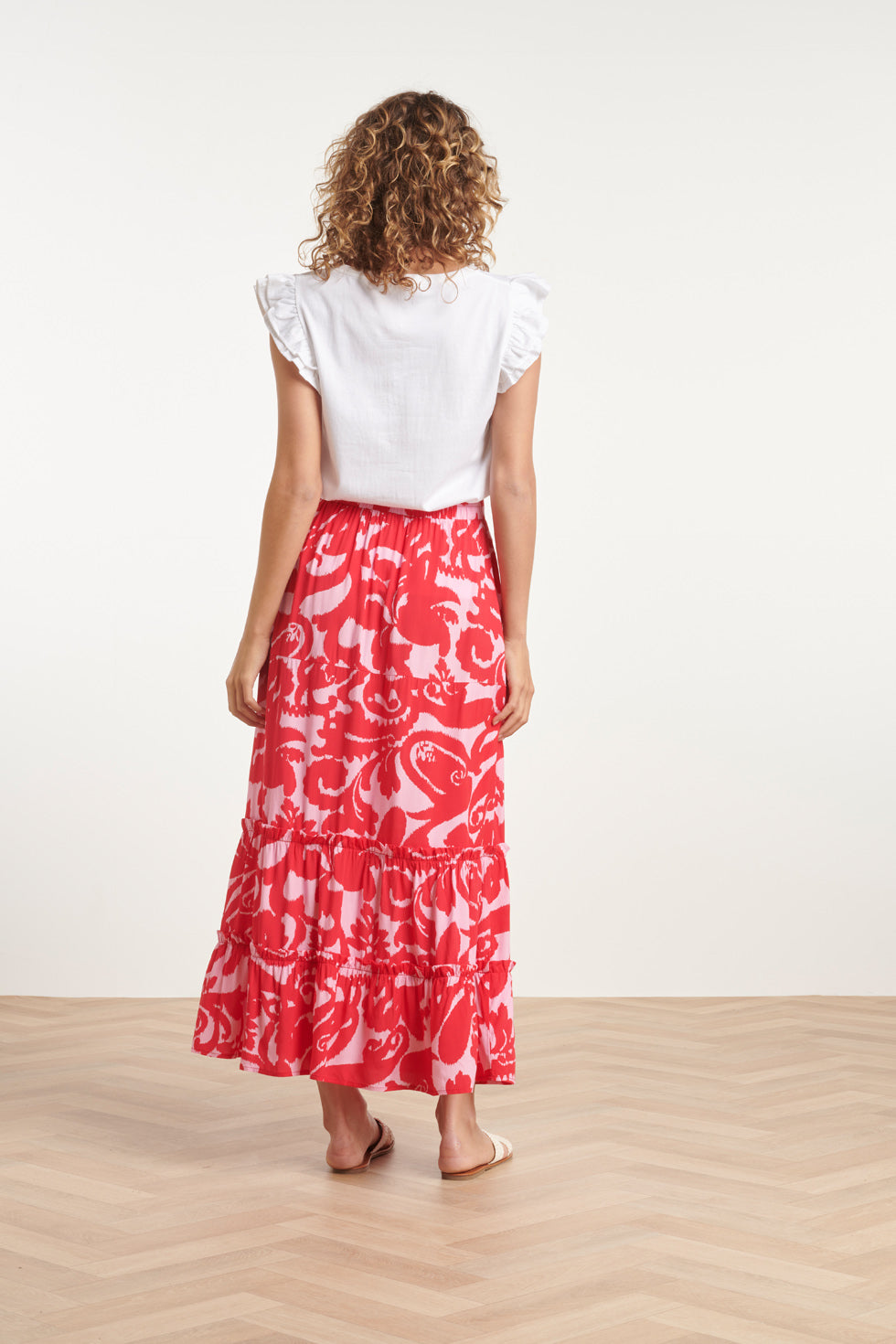 24006 Bloemen Barok Maxi Rok | Pink-Red