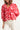 24007 Bloemen Barok Losvallende Top Met Ballonmouwen | Pink - Red